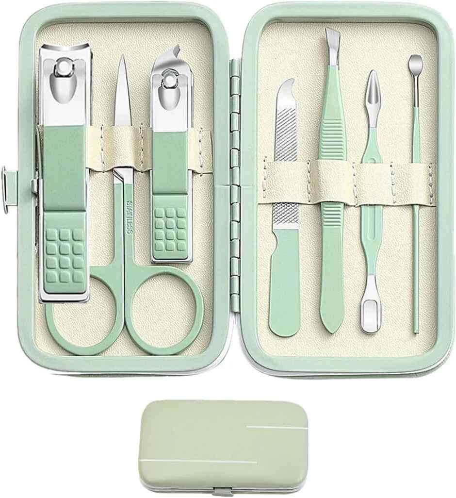 Mint Green Compact Manicure Set in Hard-Shell Case